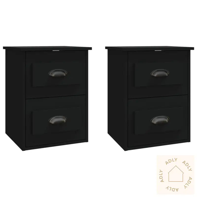 Veggmonterte Nattbord 2 Stk Svart 41,5X36X53 Cm