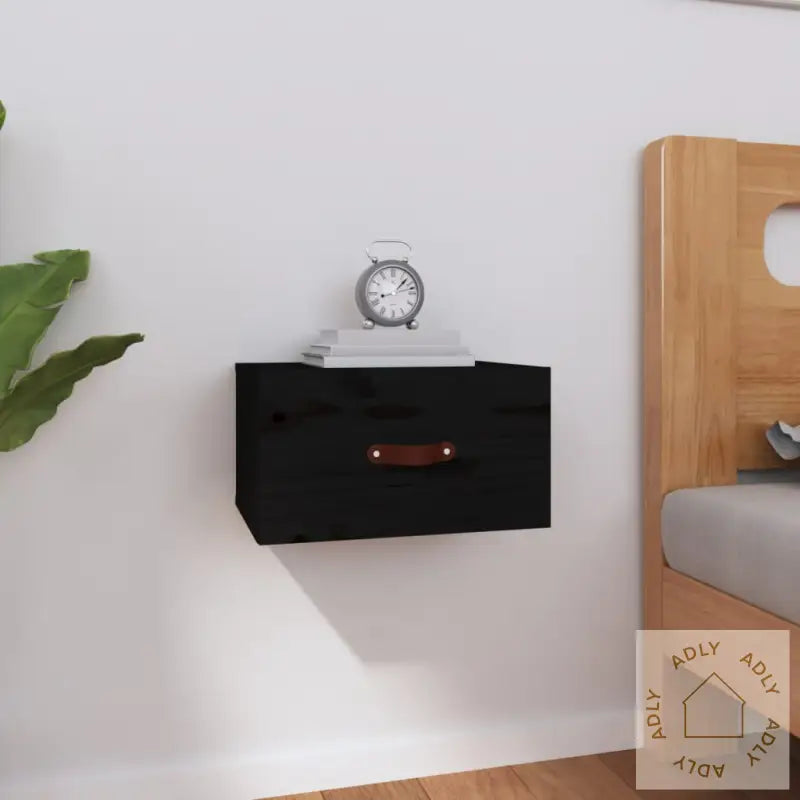 Veggmontert Nattbord Svart 40X29,5X22 Cm