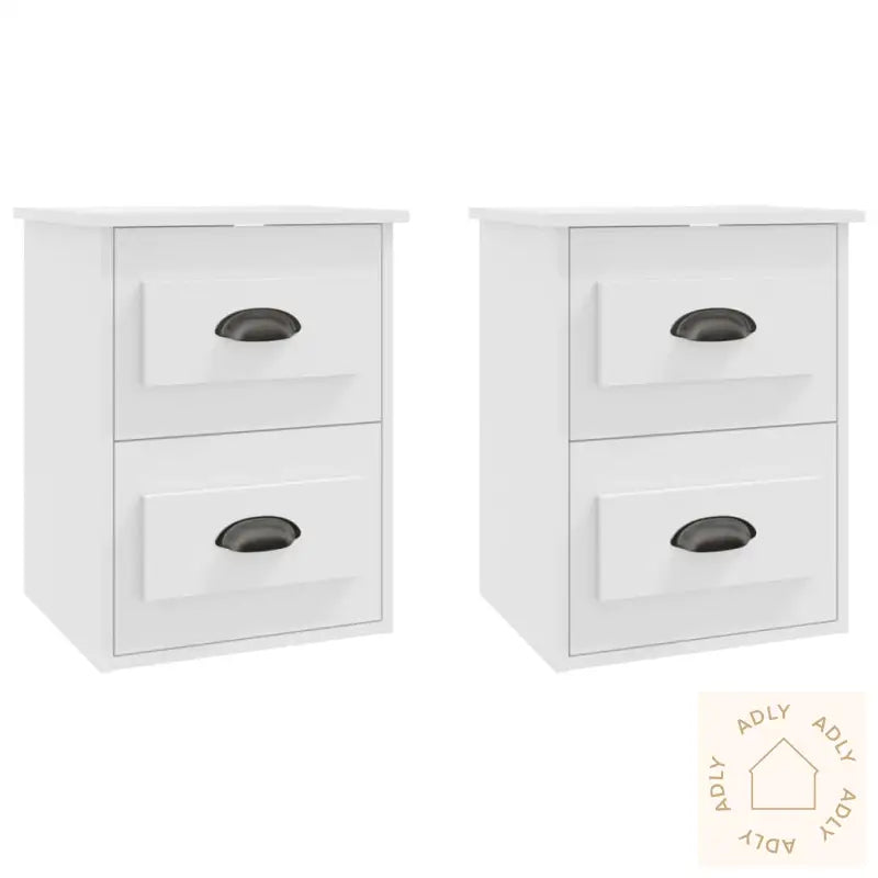 Veggmonterte Nattbord 2 Stk Hvit 41,5X36X53 Cm