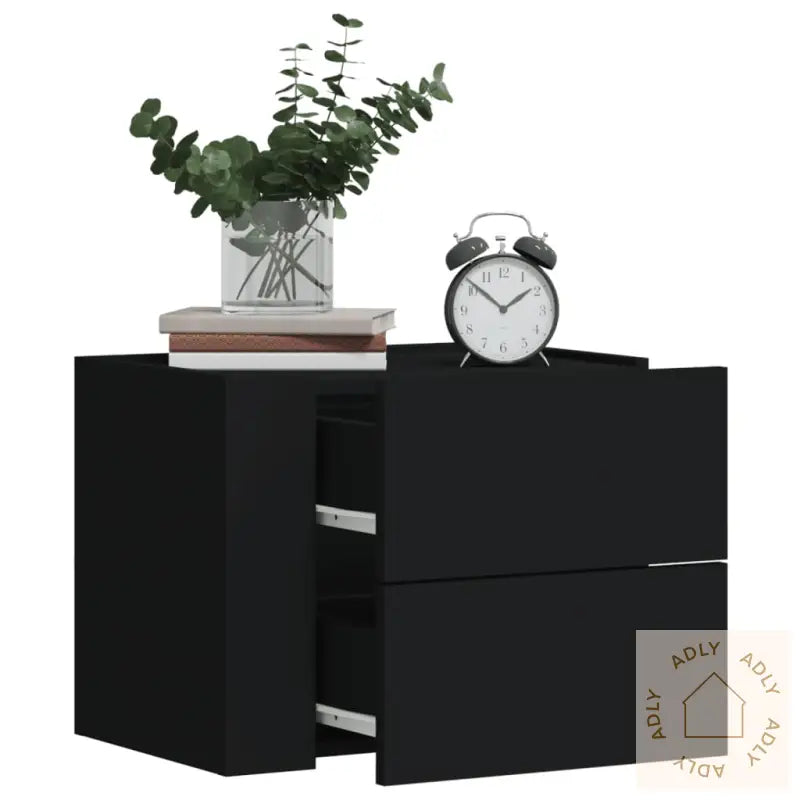 Veggmonterte Nattbord 2 Stk Svart 45X30X35 Cm