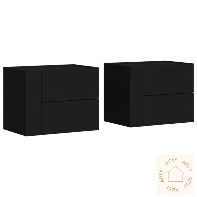 Veggmonterte Nattbord 2 Stk Svart 45X30X35 Cm