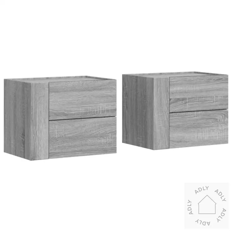 Veggmonterte Nattbord 2 Stk Grå Sonoma 45X30X35 Cm