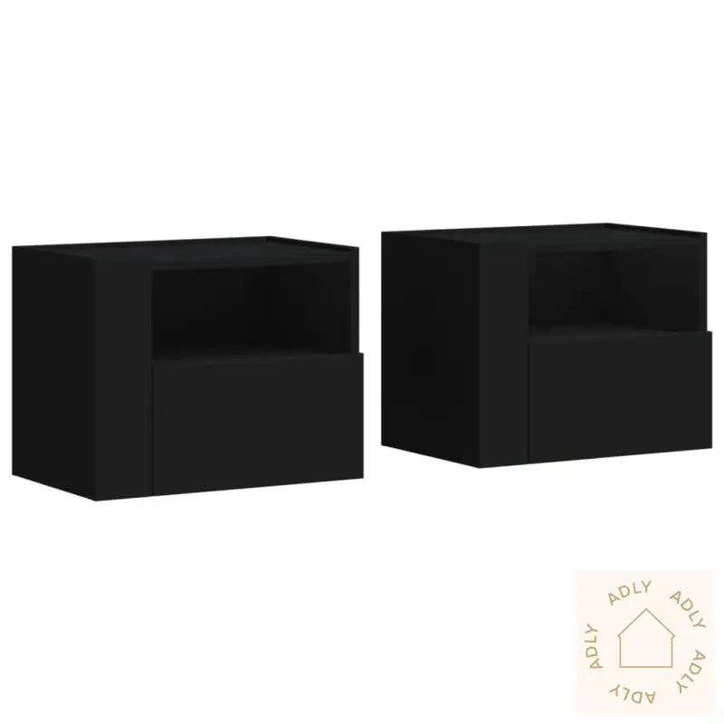 Veggmonterte Nattbord 2 Stk Svart 45X30X35 Cm