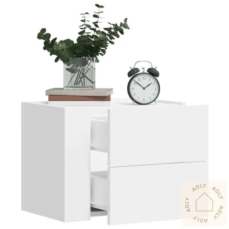 Veggmonterte Nattbord 2 Stk Hvit 45X30X35 Cm