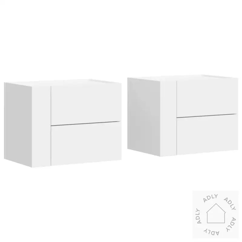 Veggmonterte Nattbord 2 Stk Hvit 45X30X35 Cm