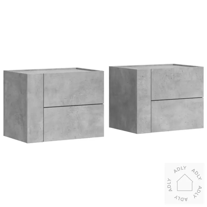 Veggmonterte Nattbord 2 Stk Betonggrå 45X30X35 Cm