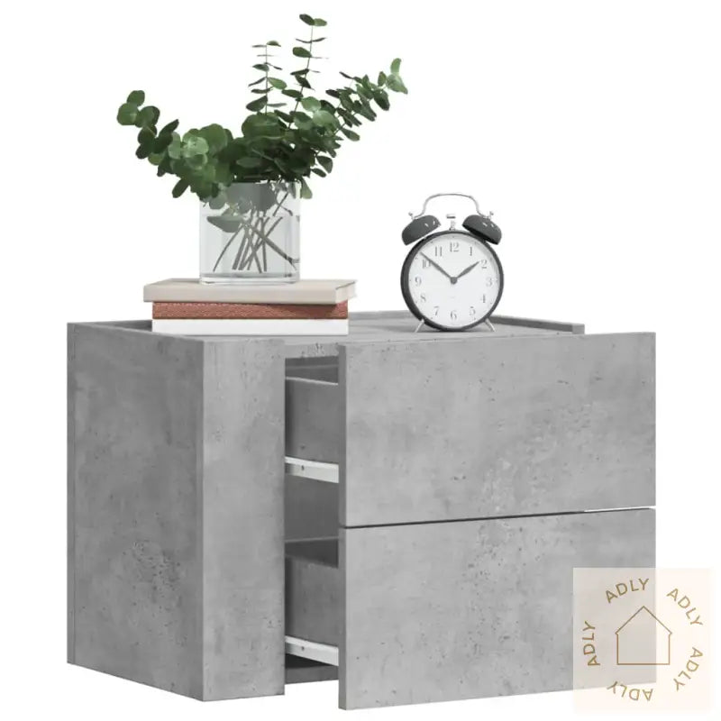 Veggmonterte Nattbord 2 Stk Betonggrå 45X30X35 Cm