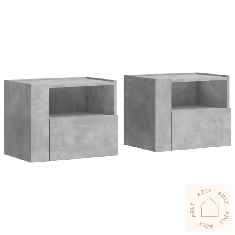 Veggmonterte Nattbord 2 Stk Betonggrå 45X30X35 Cm
