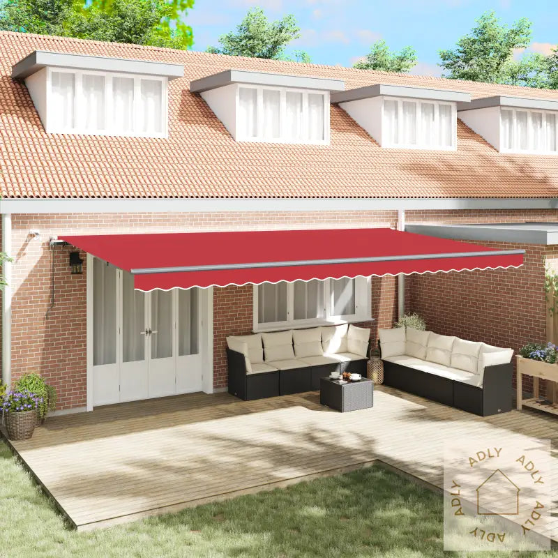 Automatisk Uttrekkbar Markise Med Led Rød 600X300 Cm
