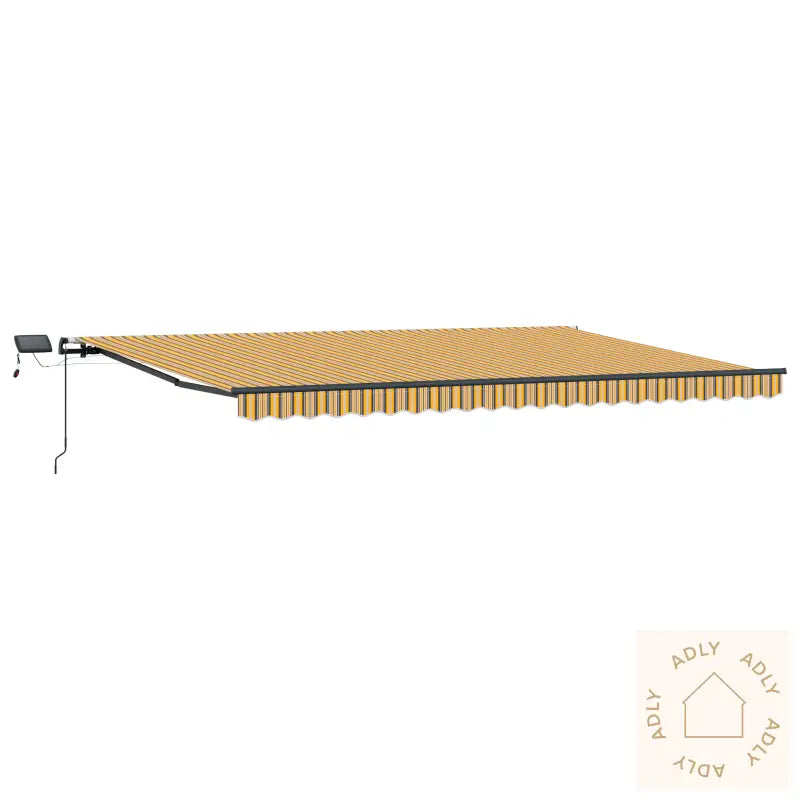 Manuell Uttrekkbar Markise Med Led Flerfarget Stripe 500X300 Cm