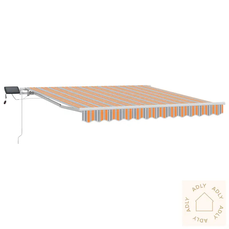 Manuell Uttrekkbar Markise Med Led Flerfarget Stripe 350X250 Cm