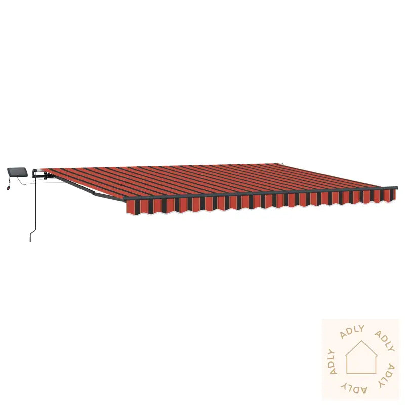 Manuell Uttrekkbar Markise Med Led Oransje Og Brun 400X300 Cm