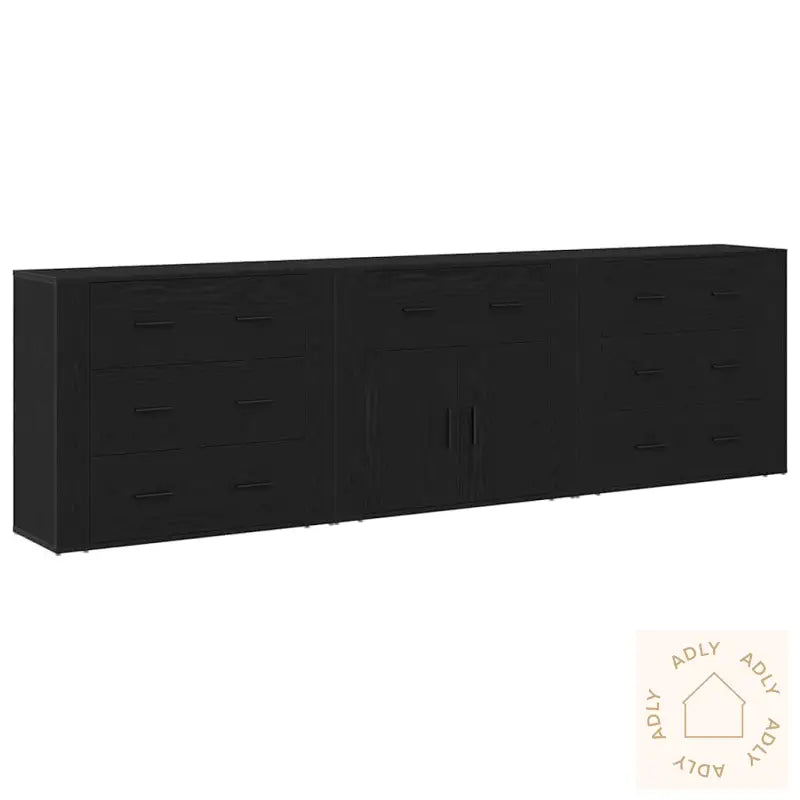 Sideboards 3 Stk Svart Eik Konstruert Tre