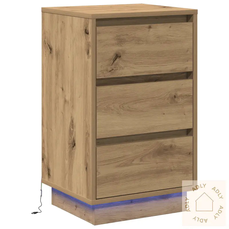 Nattbord Med Led Artisan Eik 39X34.5X65 Cm Konstruert Tre