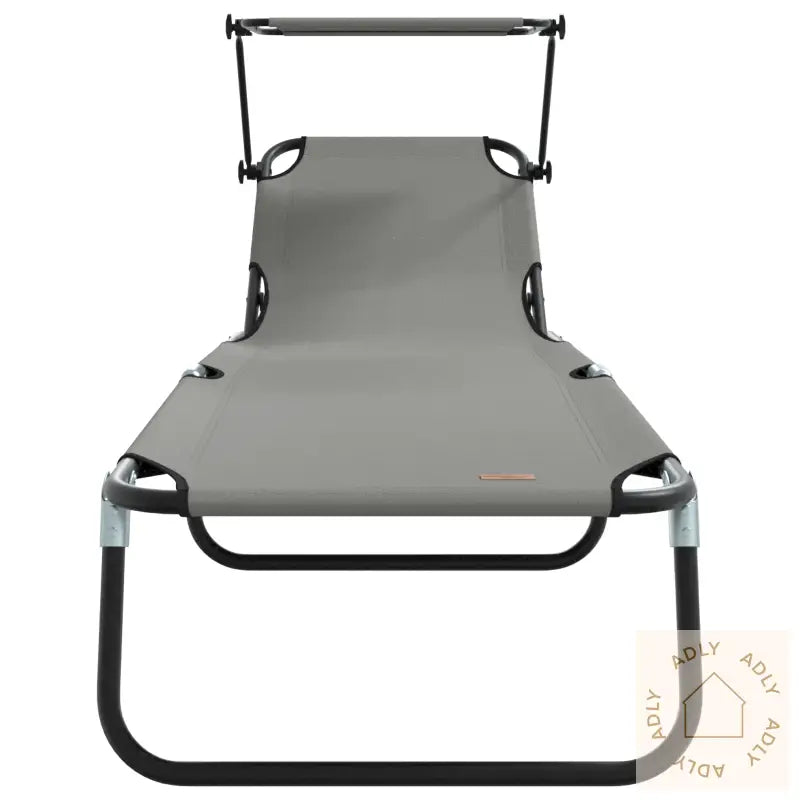 Sammenleggbar Solstol Med Tak Grå 600D Oxford Stoff