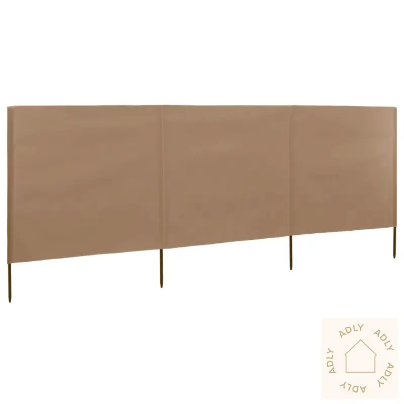 Vindskjerm 3 Paneler Stoff 400X160 Cm Gråbrun