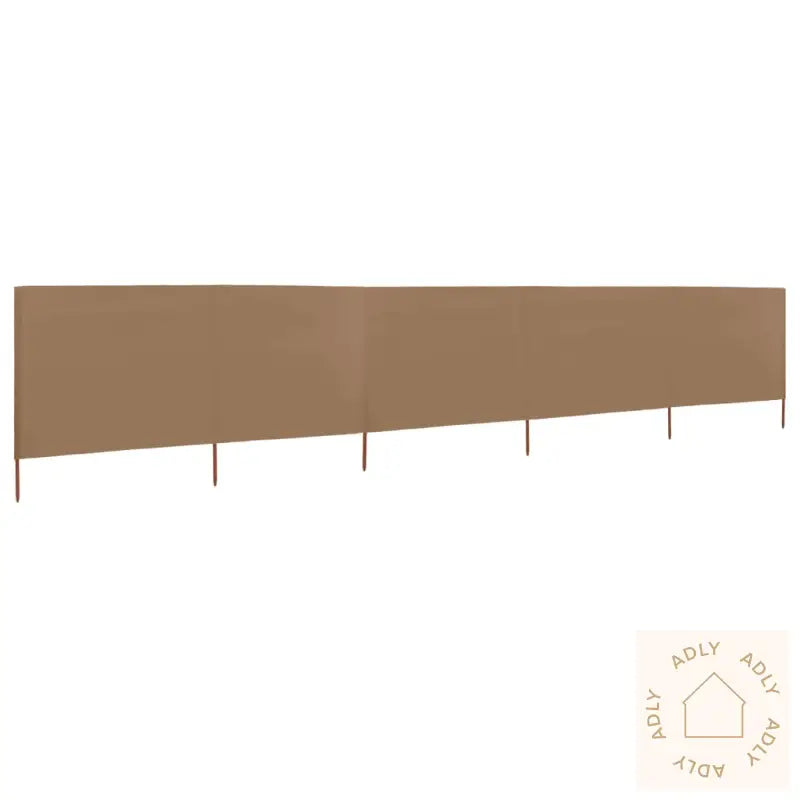 Vindskjerm 5 Paneler Stoff 600X120 Cm Gråbrun
