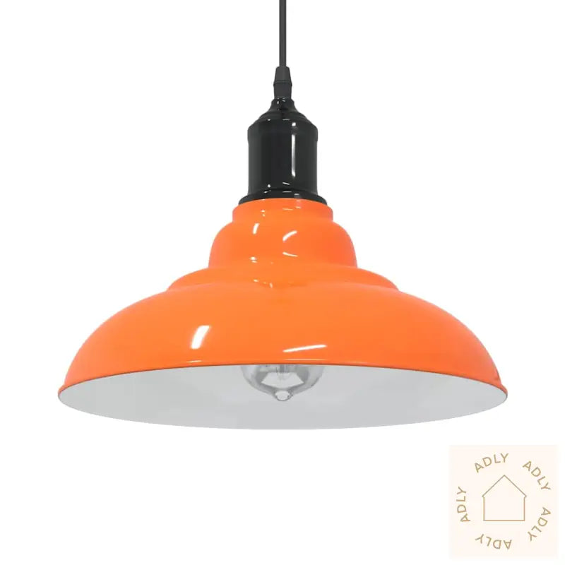 Pendellampe Høydejusterbar E27 Glans Oransje Ø 31 Cm Metall