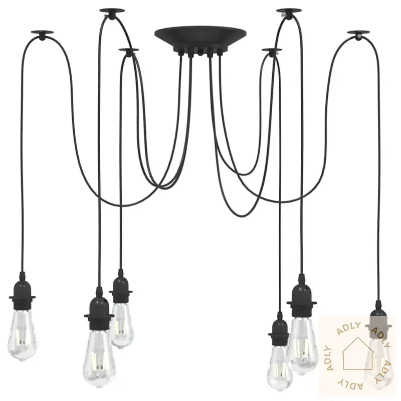 Pendellampe Med 6 Lampeholdere E27 Svart Metal