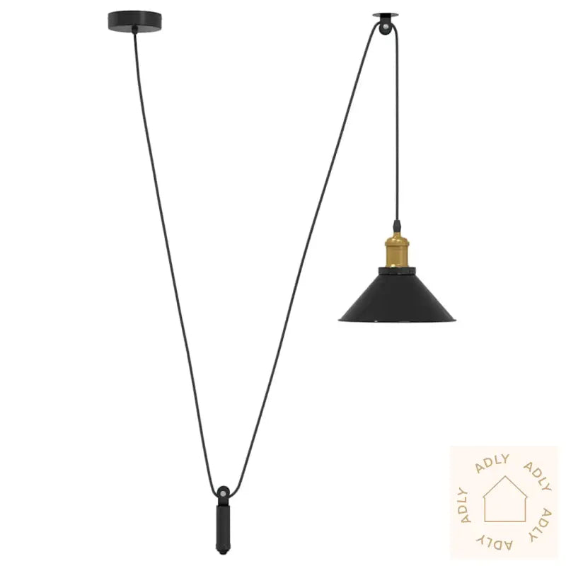 Pendellampe Høydejusterbar E27 Glans Svart Ø 22 Cm Metall