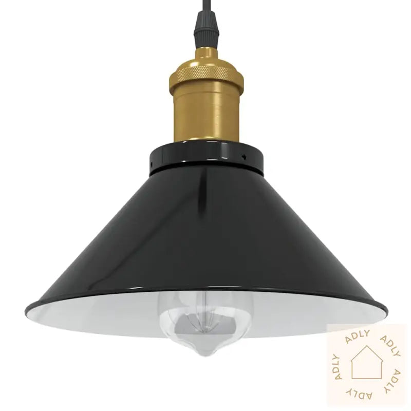 Pendellampe Høydejusterbar E27 Glans Svart Ø 22 Cm Metall