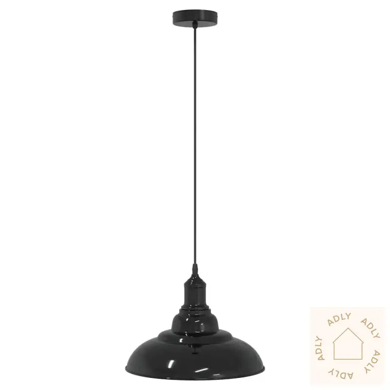 Pendellampe Høydejusterbar E27 Glans Svart Ø 31 Cm Metall
