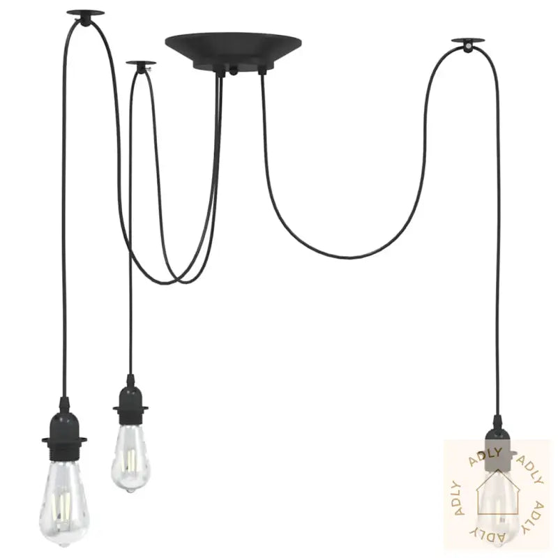 Pendellampe Med 3 Lampeholdere E27 Svart Metal