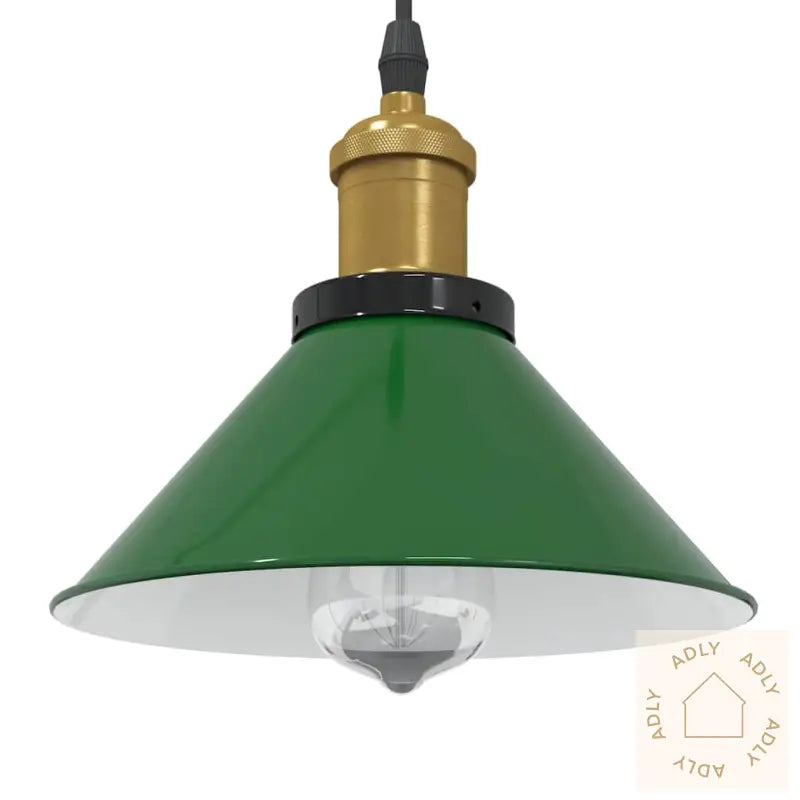 Pendellampe Høydejusterbar E27 Glans Grønn Ø 22 Cm Metall