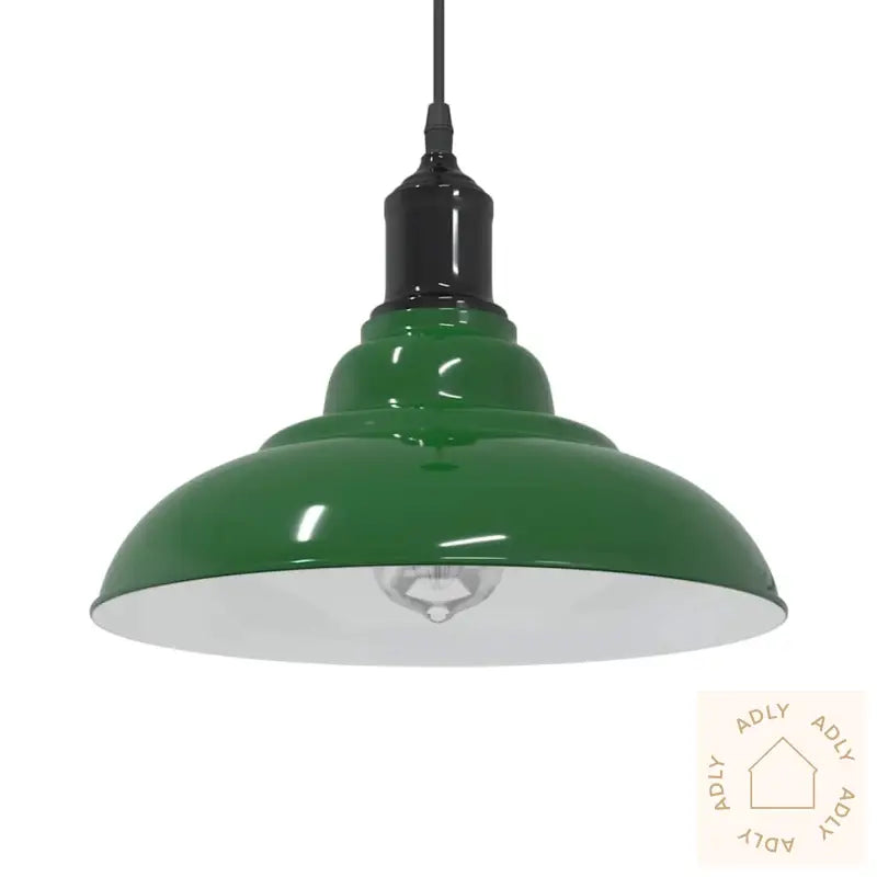 Pendellampe Høydejusterbar E27 Glans Grønn Ø 31 Cm Metall