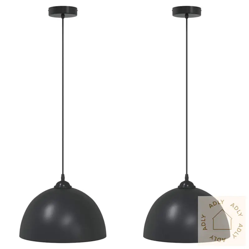 Pendellamper 2 Stk Høydejusterbar E27 Svart Ø 30 Cm Metall