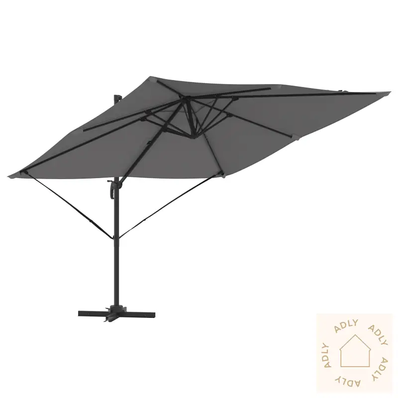 Cantilever Roma Parasol Antrasitt 286X285X265 Cm Aluminium