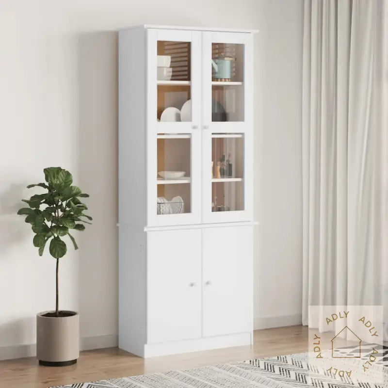 Vitrine Alta Hvit 77X35X186,5 Cm Heltre Furu