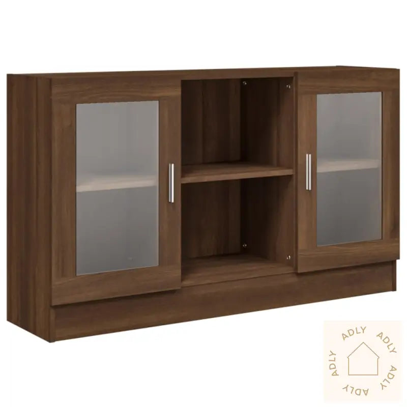 Vitrineskap Brun Eik 120X30,5X70 Cm Konstruert Tre