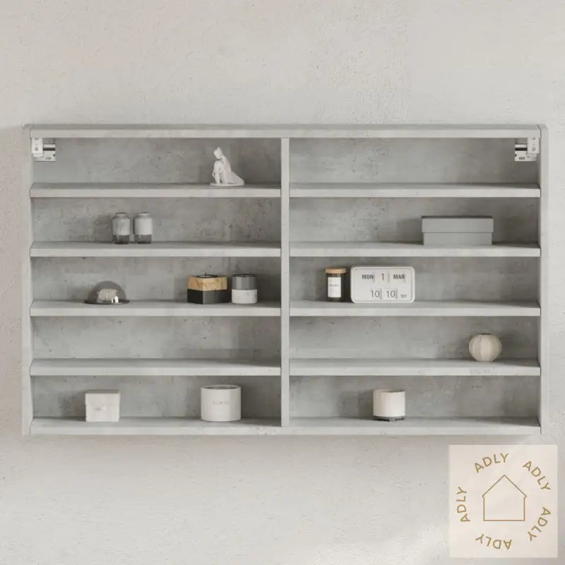 Vitrineskap Betonggrå 100X15X58 Cm Konstruert Tre