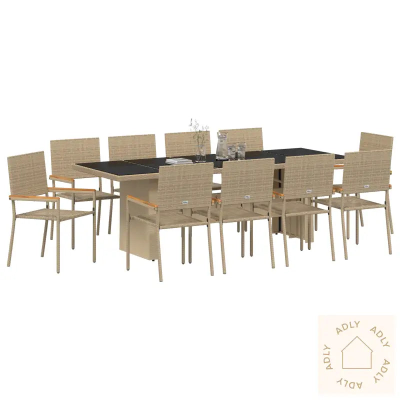 11-Dels Hagemøbelsett Beige Poly Rattan
