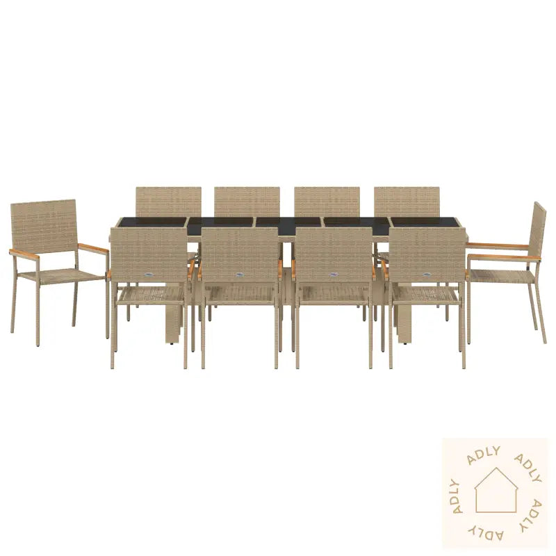 11-Dels Hagemøbelsett Beige Poly Rattan