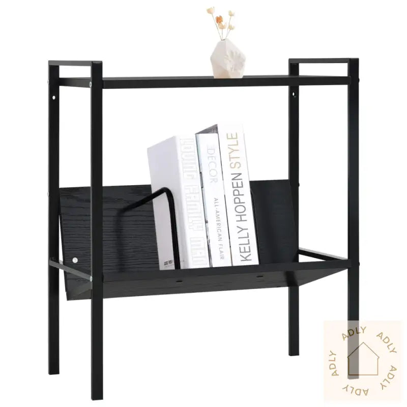 Bokhylle 2 Lag Svart 52X28X59 Cm Konstruert Tre