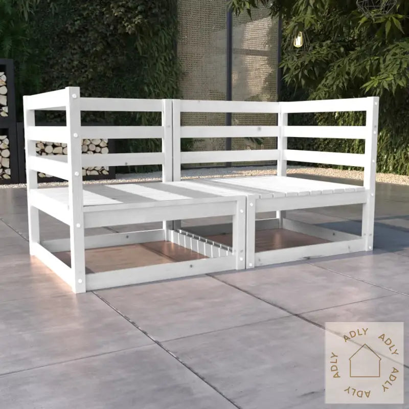 2-Seters Hagesofa Hvit Heltre Furu