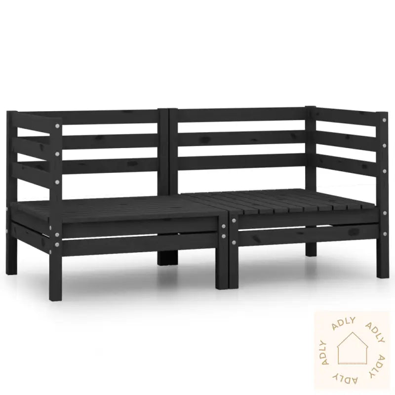 2-Seters Hagesofa Svart Heltre Furu