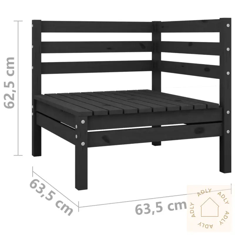 2-Seters Hagesofa Svart Heltre Furu