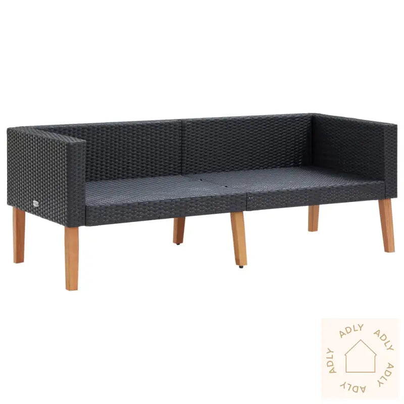 Hagesofa Med Puter 2 Seter Polyrotting Svart