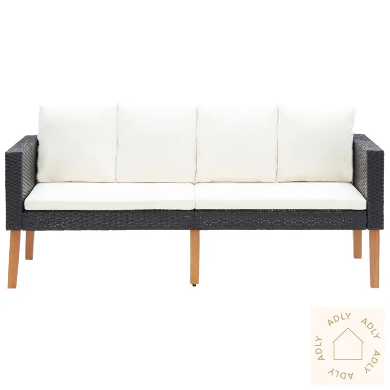 Hagesofa Med Puter 2 Seter Polyrotting Svart