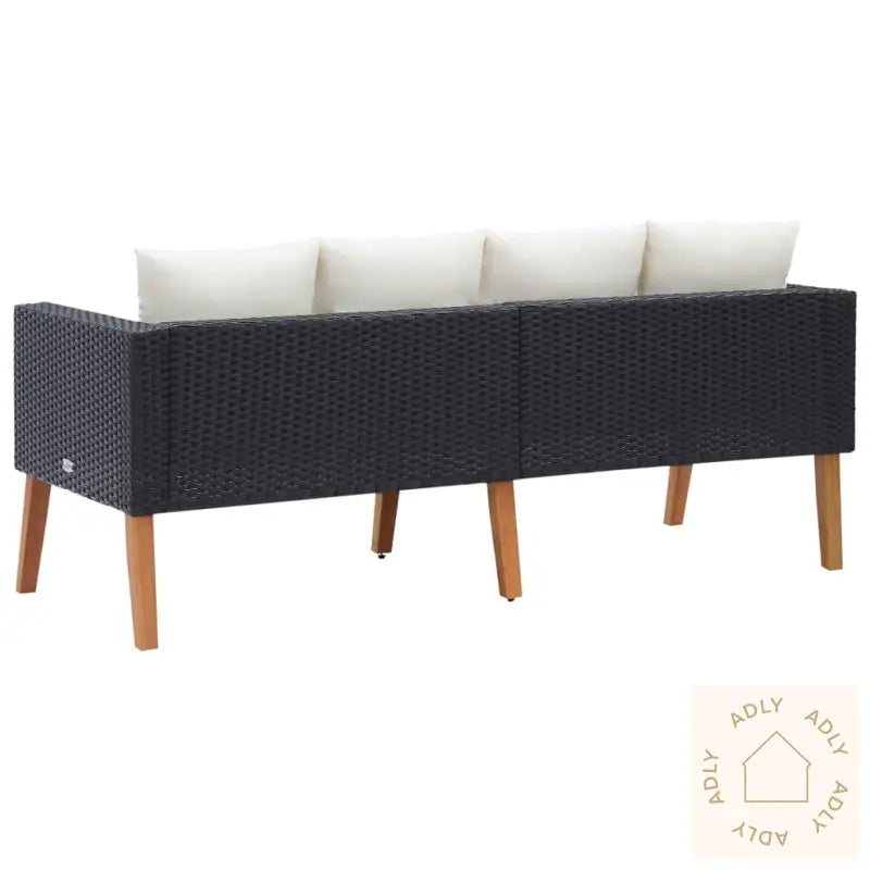 Hagesofa Med Puter 2 Seter Polyrotting Svart