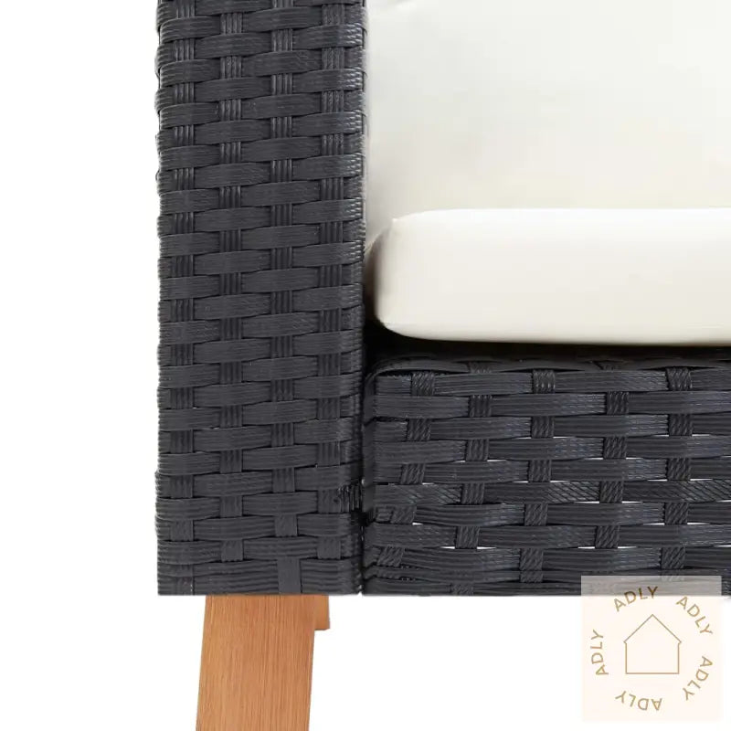 Hagesofa Med Puter 2 Seter Polyrotting Svart