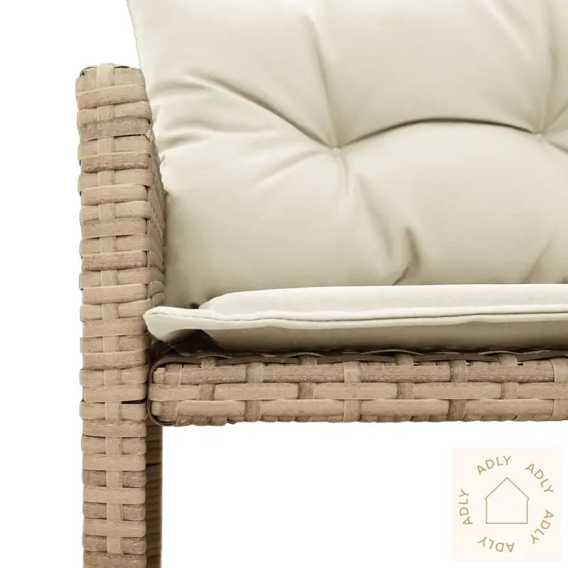 Hagesofa Med Bord Og Puter L-Formet Beige Polyrotting