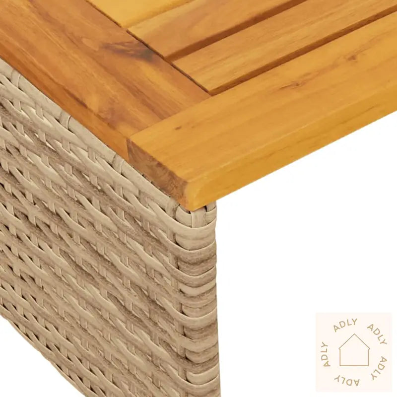 Hagesofa Med Bord Og Puter L-Formet Beige Polyrotting