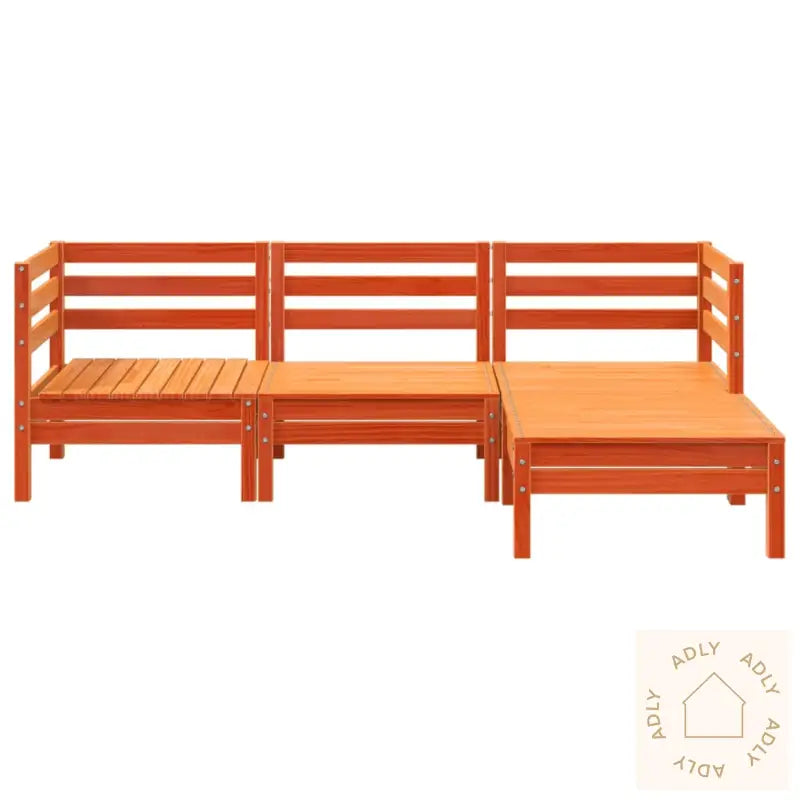 Hagesofa Uten Armlener Med Fotskammel Voksbrun Heltre Furu