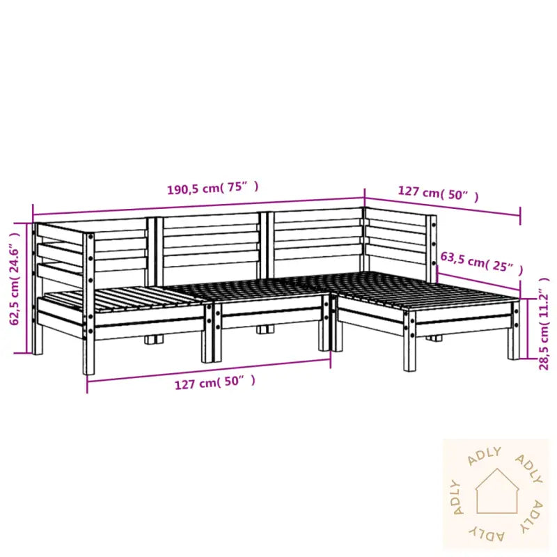 Hagesofa Uten Armlener Med Fotskammel Voksbrun Heltre Furu