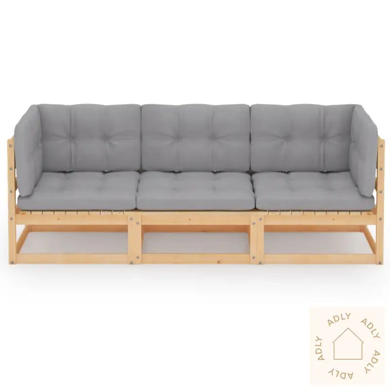 Hagesofa Med Puter 3-Seters Heltre Furu
