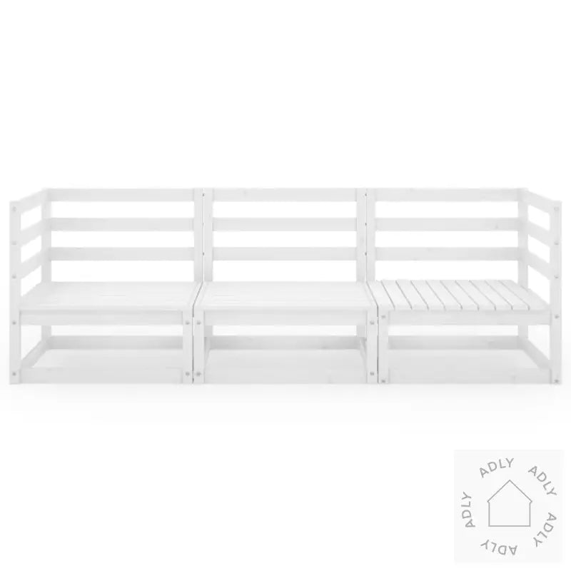 3-Seters Hagesofa Hvit Heltre Furu